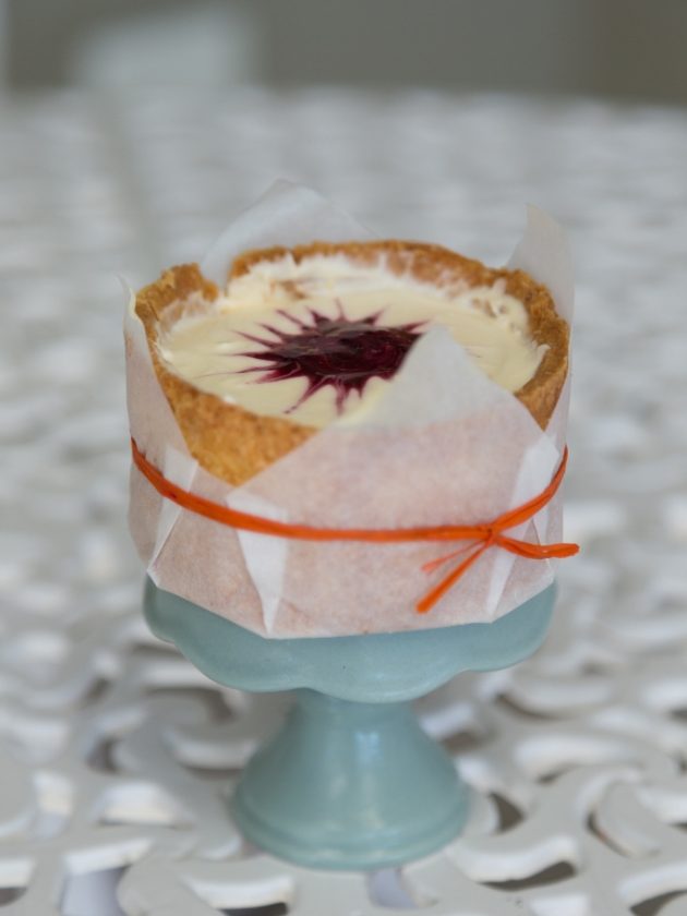 Beautiful coconut & lemon cheesecake with berry swirl
